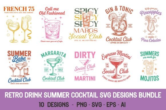 Retro Drink Summer: A Versatile Graphic Design Asset for Craft-Driven Brands