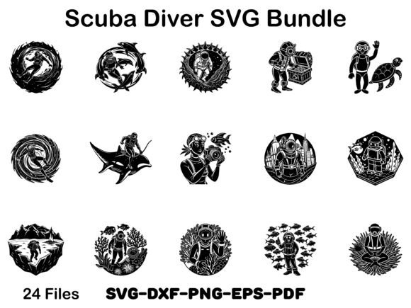 Scuba Diver Graphics Bundle: A Crafts Asset for Editors